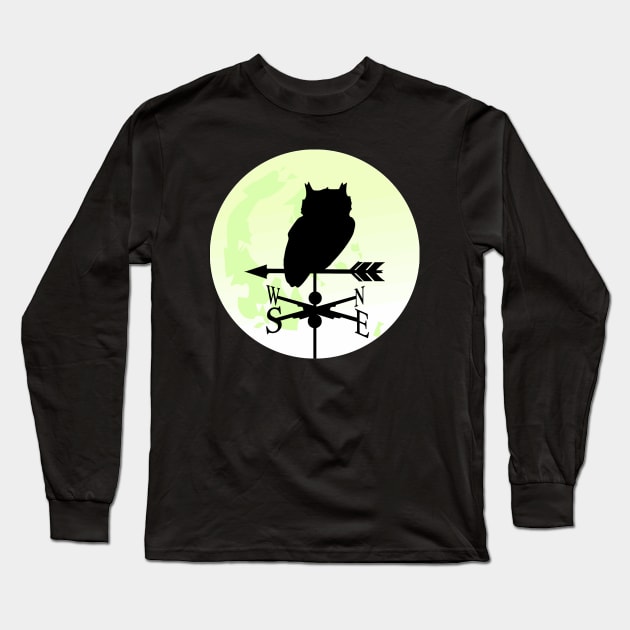 Owl Moon Weathervane Long Sleeve T-Shirt by Nuletto